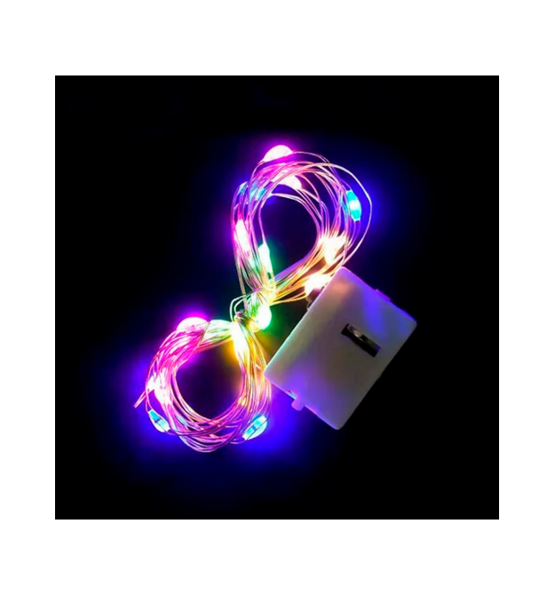 Гірлянда 20LED, 1 режим, 3 метри, прозора ізоляція, живлення від 3*АА, Mix Color