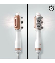 Rowenta Фен-щетка Reverso Dry&Brush 2в1, 1200Вт, режимов-3, иониз-я, хол. обдув, насадок-2, керамика, бело-золотистый Rowenta Фен-щетка Reverso Dry&Brush 2в1, 1200Вт, режимов-3, иониз-я, хол. обдув, насадок-2, керамика, бело-золотистый