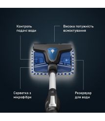 Rowenta Пылесос беспроводный X-Force 9.6 Aqua Animal, 250Вт, влажная уборка, конт пыль -0.4л, автон. раб. до 45мин, черно-синий