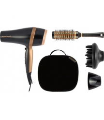 Remington Фен Salon Smooth, 2100Вт, режимов-3, дифузор,расческа, кейс, иониз-я, хол. обдув, , черный
