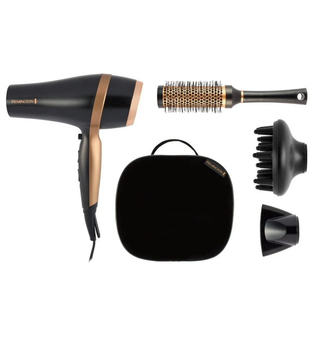 Remington Фен Salon Smooth, 2100Вт, режимов-3, дифузор,расческа, кейс, иониз-я, хол. обдув, , черный