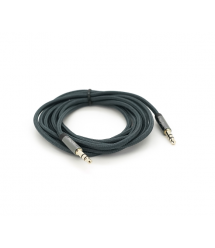 Кабель VEGGIEG V-A502 AUX Audio DC3.5 тато-тато 2.0м, GOLD Stereo Jack, обплетення, (круглий) Grey cable, Пакет