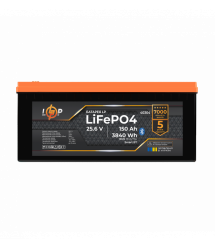 Аккумулятор LP LiFePO4 25,6V - 150 Ah (3840Wh) (BMS 150A/75А) пластик Smart BT