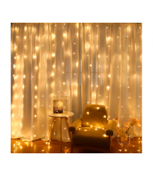 Гірлянда 120LED Водоспад Yellow, 8 режимів, 3*1 метр, прозора ізоляція, живлення 220V