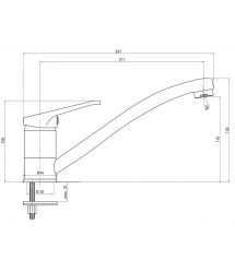 Neo Смеситель для кухни Lobo, дл.излива - 211мм, поворотный, 1 рычаг, хром