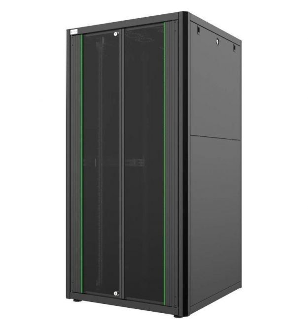 MIRSAN Шкаф 19", 32U, GTN SERVER, стеклянная дверь, 800x800 мм, максимально 1000 кг, черный