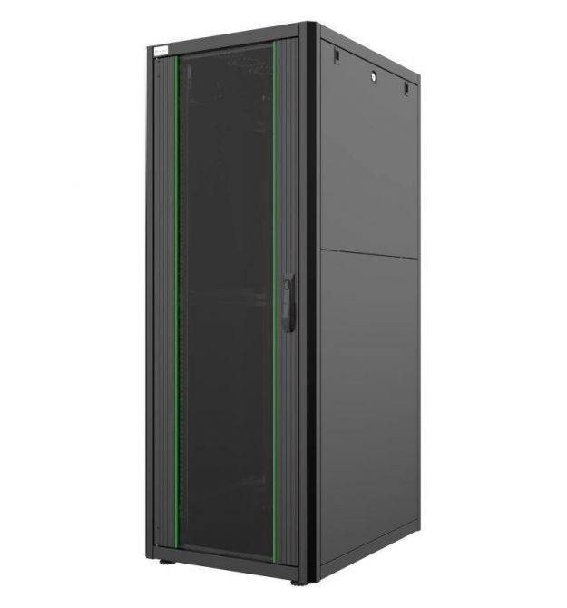 MIRSAN Шкаф 19", 32U, GTN SERVER, стеклянная дверь, 600x800 мм, максимально 1000 кг, черный
