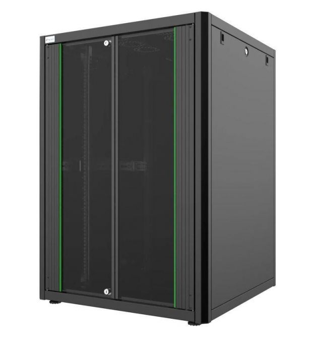 MIRSAN Шкаф 19", 22U, GTN SERVER, стеклянная дверь, 800x800 мм, максимально 1000 кг, черный
