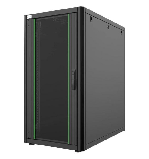 MIRSAN Шкаф 19", 22U, GTN SERVER, стеклянная дверь, 600x1000 мм, максимально 1000 кг, черный