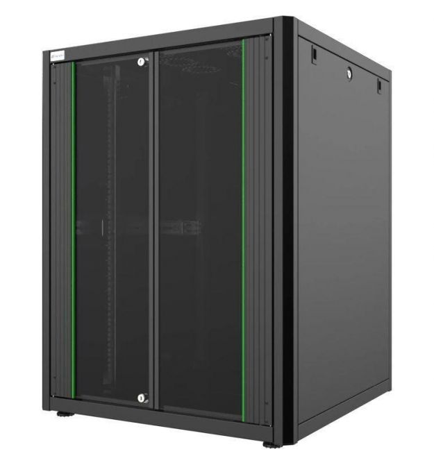 MIRSAN Шкаф 19", 20U, GTN SERVER, стеклянная дверь, 800x800 мм, максимально 1000 кг, черный