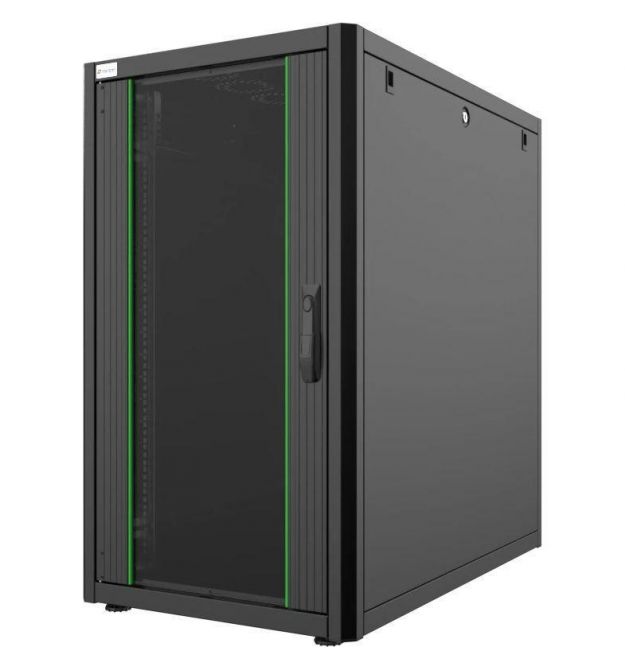 MIRSAN Шкаф 19", 20U, GTN SERVER, стеклянная дверь, 600x1000 мм, максимально 1000 кг, черный