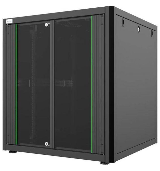 MIRSAN Шкаф 19", 16U, GTN SERVER, стеклянная дверь, 800x800 мм, максимально 1000 кг, черный