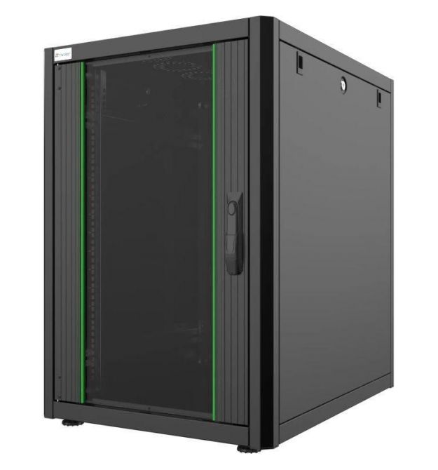 MIRSAN Шкаф 19", 16U, GTN SERVER, стеклянная дверь, 600x800 мм, максимально 1000 кг, черный