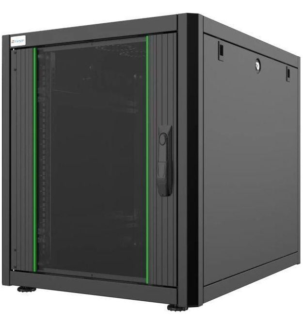 MIRSAN Шкаф 19", 12U, GTN SERVER, стеклянная дверь, 600x800 мм, максимально 1000 кг, черный