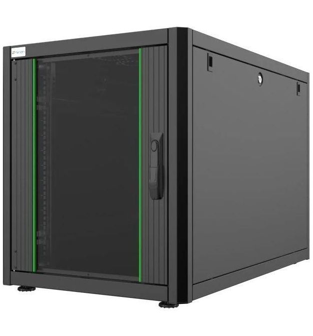 MIRSAN Шкаф 19", 12U, GTN SERVER, стеклянная дверь, 600x1000 мм, максимально 1000 кг, черный