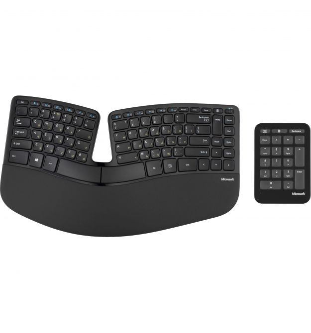 Microsoft Клавиатура мембранная Sculpt Ergonomic + NumPad 89+20key, WL, EN/UA, чёрный