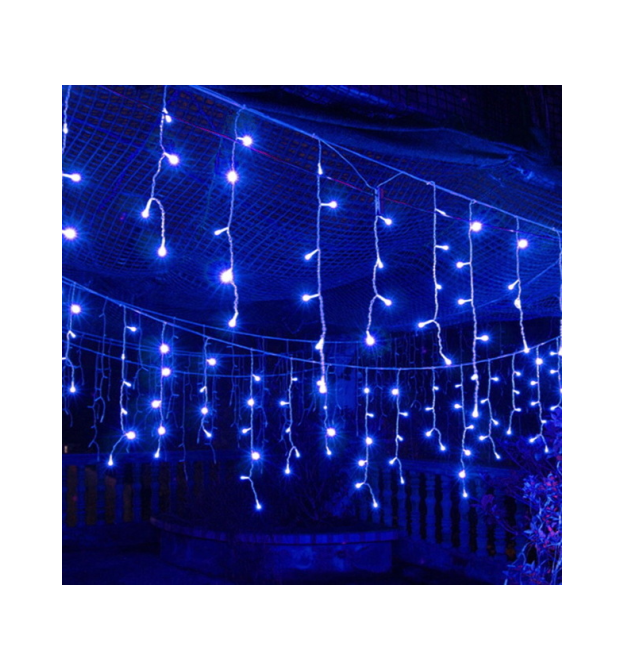 Гірлянда 96LED (Бахрома) Blue, 5х0, 4м, 24 смуги, 8 режимів, прозора ізоляція