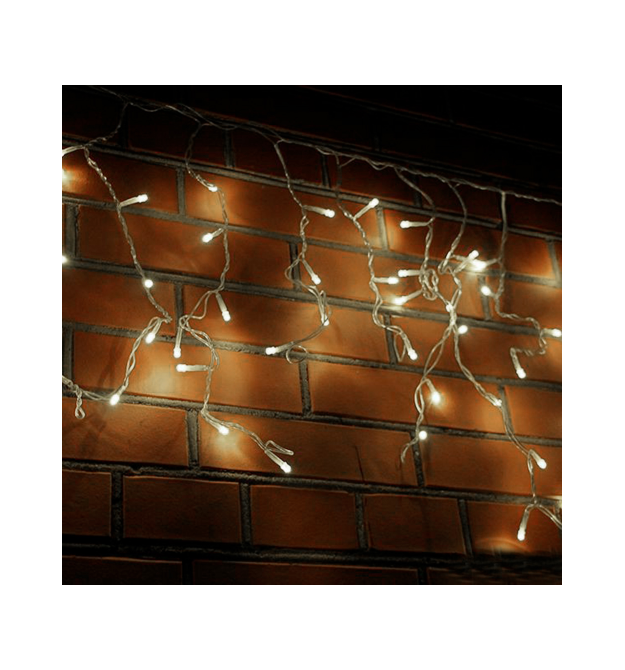 Гірлянда 180LED (Бахрома) White Hot, 5х0, 7м, 8 режимів, вулична, модель з низьковольтною вилкою. прозора ізоляція
