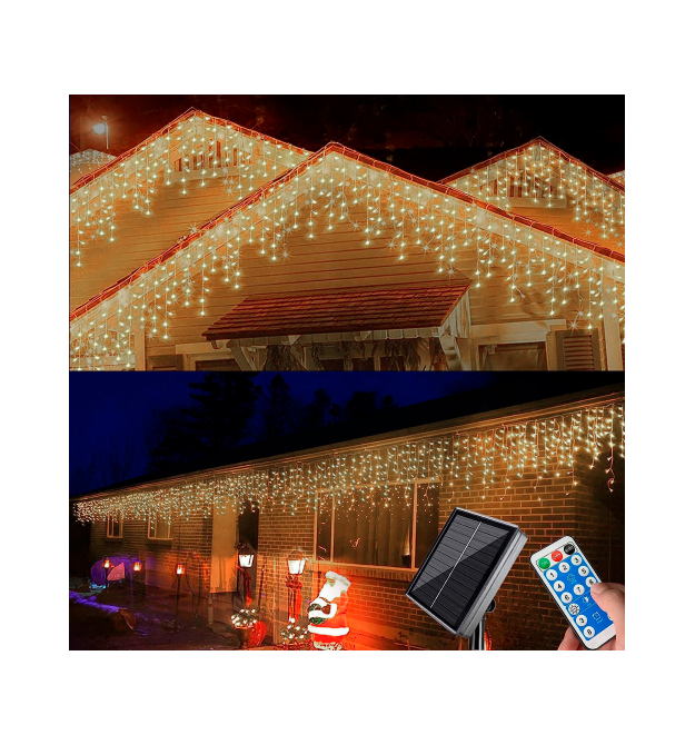 Гірлянда 100LED (Діод) Blue, 10 метрів, 2 режима, вулична із сонячною панеллю