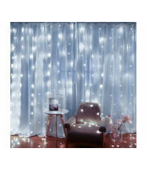 Гірлянда 120LED Водоспад White, 8 режимів, 3*1 метр, прозора ізоляція, живлення 220V