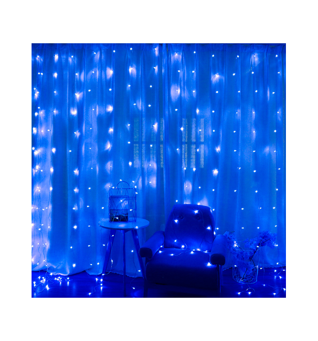 Гірлянда 240LED Водоспад Blue, 8 режимів, 3*2 метр, прозора ізоляція, живлення 220V