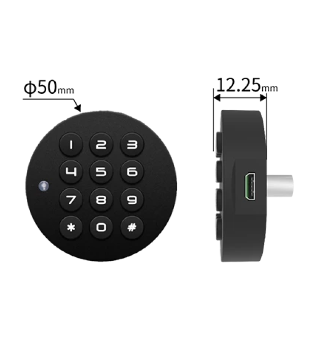 Електронний замок PiPo PF029+PBF20 для шаф і висувних ящиків з кодовим паролем, 3*AAA, &ampPhi50.5 x 21 mm