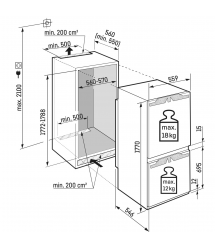 Liebherr Холодильник встраиваемый с нижн. мороз., 177x55.9х54.6, холод.отд.-182л, м
