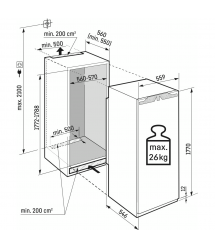 Liebherr Холодильная камера встраиваемая, 177x55.9х54.6, 291л, 1дв., A++, ST, диспл внутр., BioFresh, белый
