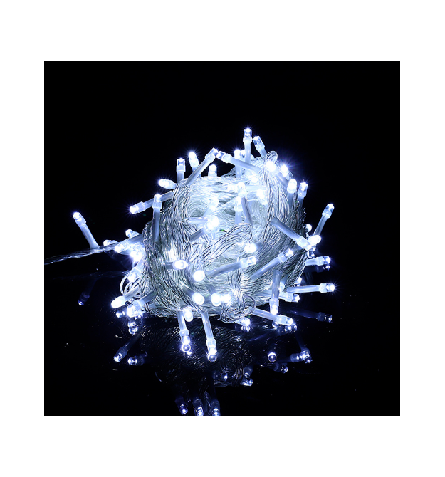 Гірлянда 100LED (Діод) White, 10 метрів, 8 режимів, прозора ізоляція