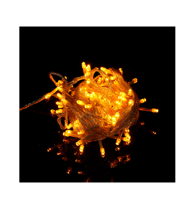 Гірлянда 100LED (Діод) Yellow, 10 метрів, 8 режимів, прозора ізоляція