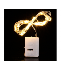 Гірлянда 20LED, 1 режим, 3 метри, прозора ізоляція, живлення від 3*АА, White Hot