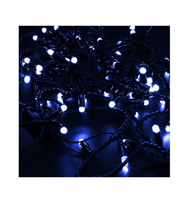 Гірлянда 200LED (Діод) Blue, 20 метрів, вилка, що підлягає, чорна ізоляція