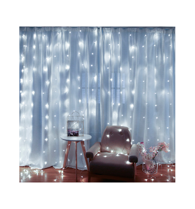 Гірлянда 240LED Водоспад White, 8 режимів, 3*2 метр, прозора ізоляція, живлення 220V