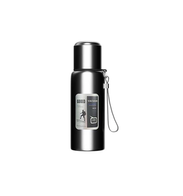 Термос Merlion з нержавіючої сталі, з ситечком, чашкою та ручкою для перенесення, об&aposєм 1000 мл., чорний