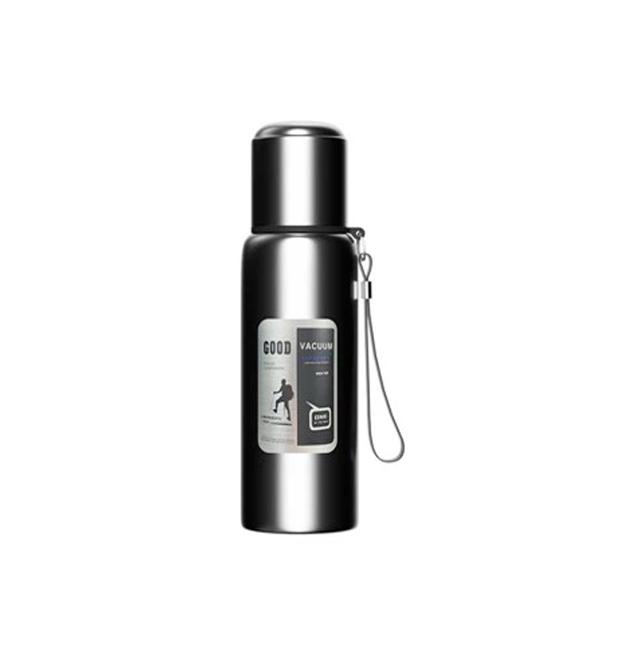 Термос Merlion з нержавіючої сталі, з ситечком, чашкою та ручкою для перенесення, об&aposєм 1500 мл., чорний