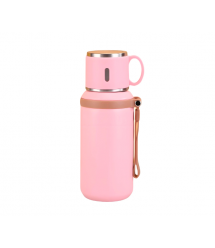 Термос для чаю Merlion з нержавіючої сталі, з чашкою та ручкою для перенесення, об&aposєм 600 мл., рожевий