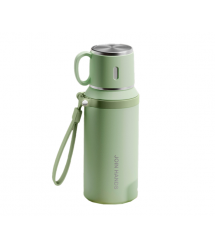 Термос для чаю Merlion з нержавіючої сталі, із ситечком, чашкою та ручкою для перенесення, об&aposєм 600 мл., зелений