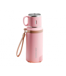 Термос для чаю Merlion з нержавіючої сталі, з ситечком, чашкою та ручкою для перенесення, об&aposєм 600 мл., рожевий