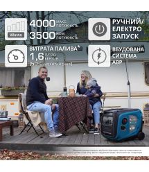 Könner & Söhnen Генератор инверторный бензиновый KS 4000iE S ATS, 230В, 4.0кВт, АВР(ATS), электростартер, 40кг