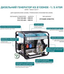 Könner & Söhnen Генератор дизельный KS 8100HDE (EURO V), 230В, 6.5кВт, электростартер, 117кг.