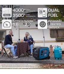 Könner & Söhnen Генератор газово-бензиновый инверторный KS 4000iEG S, 230В, 4.0кВт, электростартер, 40кг