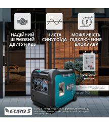 Könner & Söhnen Генератор бензиновый инверторный KS 5500iES ATSR, 230В, 5.5кВт, АВР(ATS), электростартер, 52кг