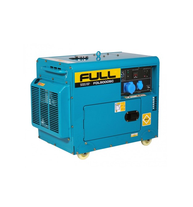 Генератор дизельний FULL FDL9000SC, 1-фазний 230V, 50Hz, 8.5kVA - 6.8kW, бак 12,5 л, витрата 2 л - год, пуск: ручний - стартер,