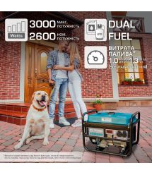 Könner & Söhnen Генератор бензиновый KS 3000, 230В, 3кВт, ручной запуск, 41.5кг