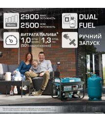 Генератор газово-бензиновый Konner&Sohnen KS 2900G, 230В, 2.9кВт (KS2900G)