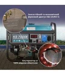 Könner & Söhnen Бензиновый генератор KS 7000E, 230В, 5.5кВт, электростартер, 76.2кг