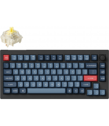 Keychron Клавиатура механическая V1 Max 84Key, Gateron Jupiter Banana, WL/BT/USB-A, QMK, Hot-swap, Knob, EN/UKR, RGB, черный