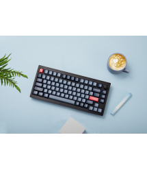 Keychron Клавиатура механическая V1 Max 84Key, Gateron Jupiter Banana, WL/BT/USB-A, QMK, Hot-swap, Knob, EN/UKR, RGB, черный
