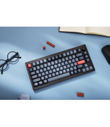 Keychron Клавиатура механическая V1 Max 84Key, Gateron Jupiter Banana, WL/BT/USB-A, QMK, Hot-swap, Knob, EN/UKR, RGB, черный