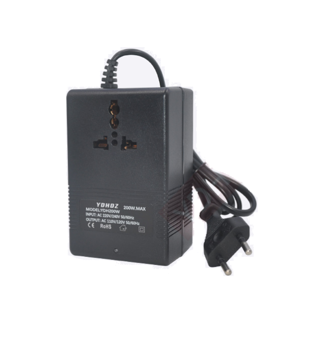 Перетворювач напруги трансформаторний 200W Input 220 V - Output 110V, + універсальна розетка